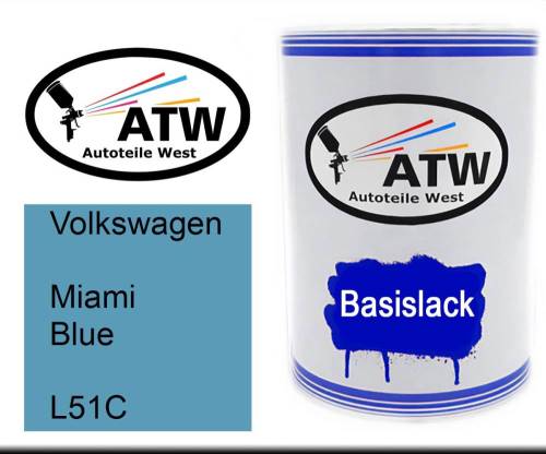 Volkswagen, Miami Blue, L51C: 500ml Lackdose, von ATW Autoteile West.